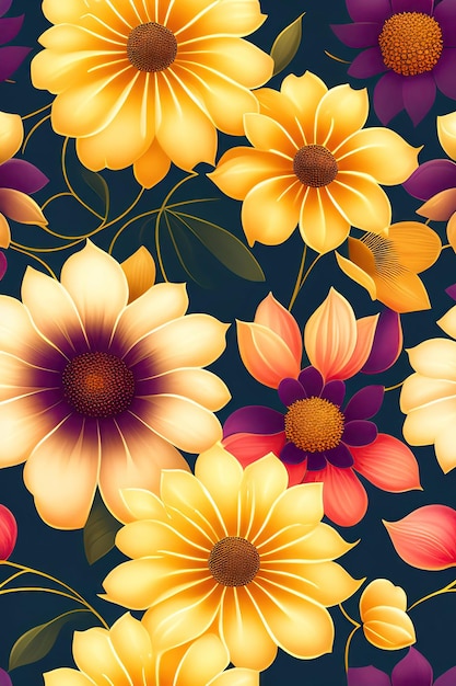 Beau fond d'écran floral Fond de fleurs dorées