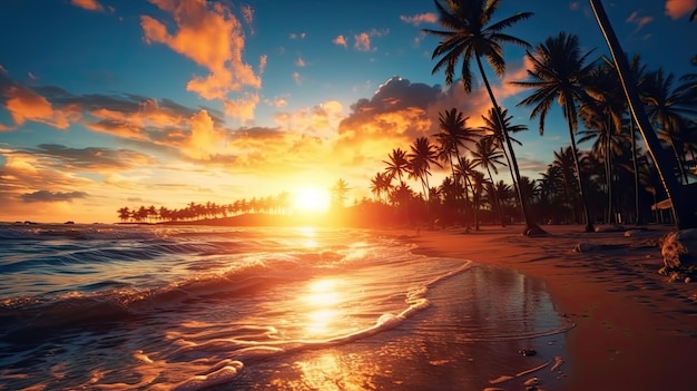 beau fond d'écran de paysage de plage avec cocotier