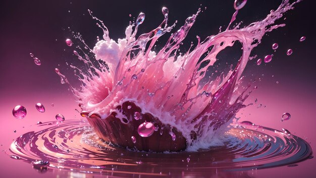 Beau fond d'explosion liquide rose Generative AI