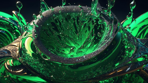 Beau fond d'explosion de liquide vert Generative AI