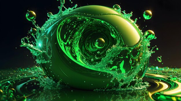 Beau fond d'explosion de liquide vert Generative AI