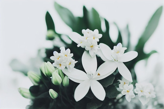 Beau fond de fleurs blanches douces en gros plan