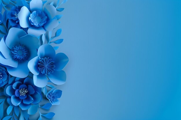 Un beau fond de fleurs de papier bleu