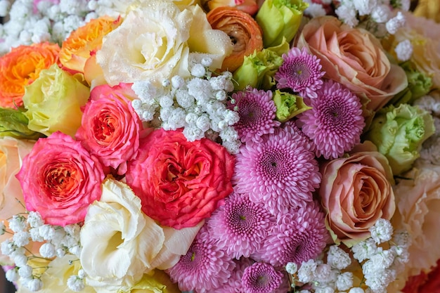 Photo beau fond de fleurs pour la scène de mariage