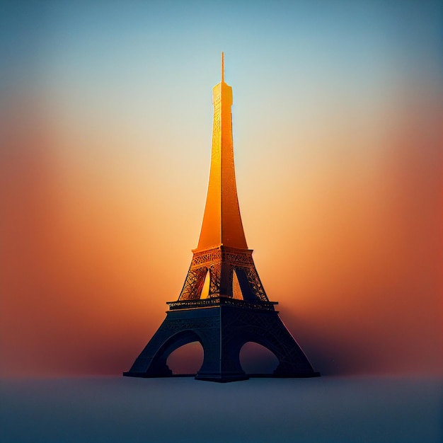Beau fond d'illustration de la Tour Eiffel isolé AI générative