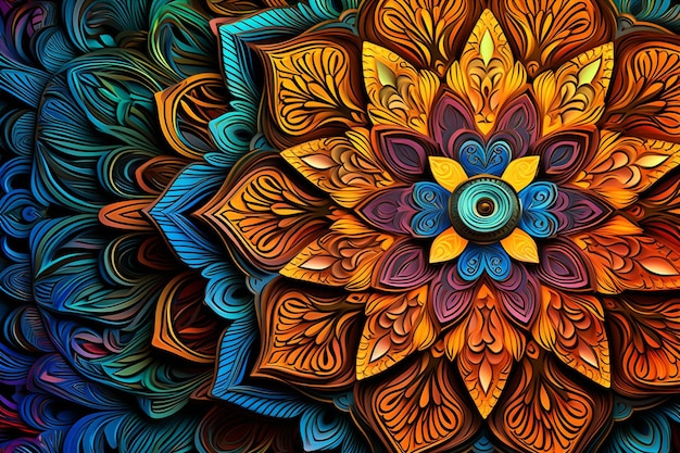 Beau fond de mandala coloré avec des motifs intricats