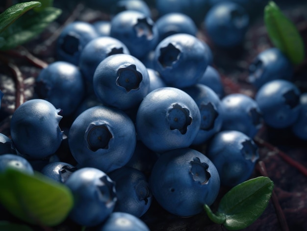 Beau fond organique de bleuets fraîchement cueillis créés avec la technologie Generative AI