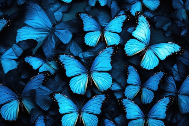 Beau fond de papillons bleus tropicaux