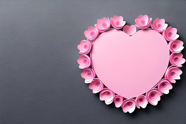 Beau fond de la Saint-Valentin avec coeur d'amour rose papier découpé fleurs Design avec copyspace
