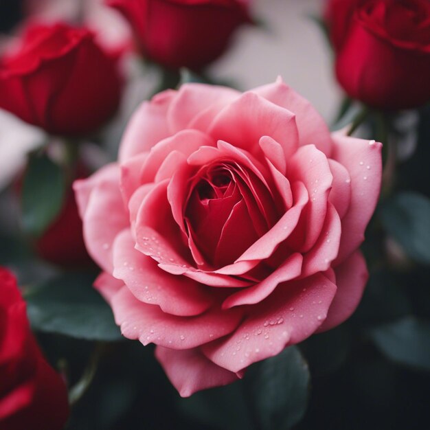 Un beau et frais fond de rose rouge