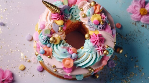Beau gâteau coloré décoré
