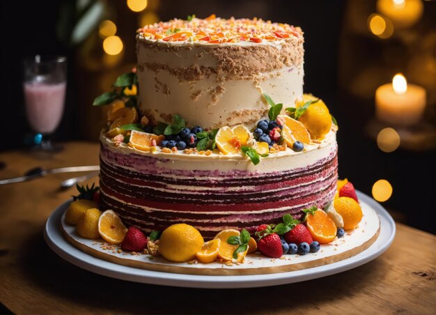 Beau gâteau pour les fêtes sur la table