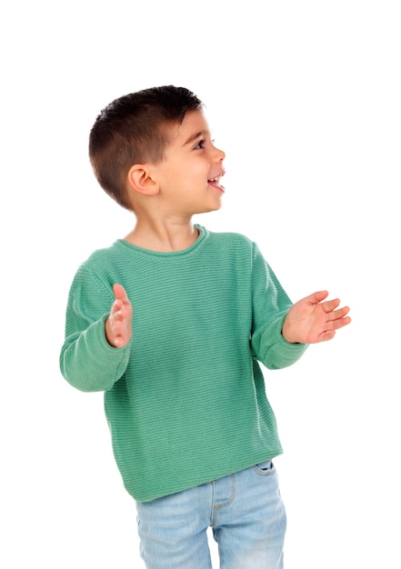 Beau gitan enfant avec t-shirt vert