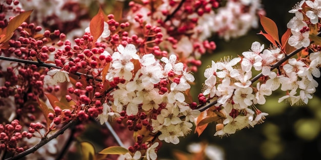 Beau gros plan arbre en fleurs de printemps Fleurs blanches et bourgeons roses