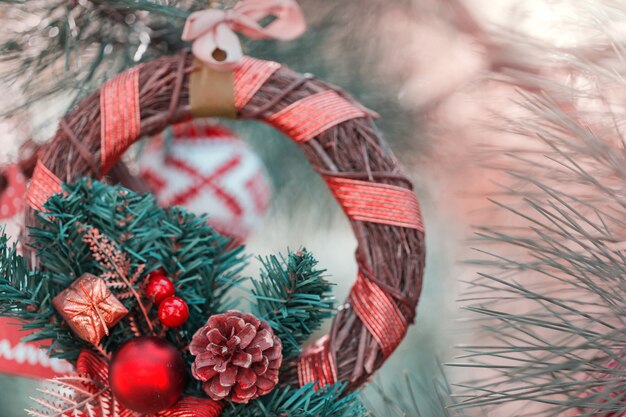 Beau gros plan de décor de Noël traditionnel