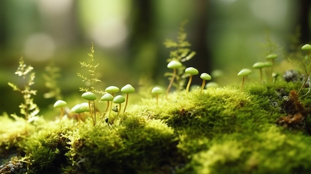 beau gros plan sur la mousse en forêt