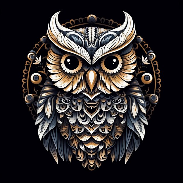 Photo un beau hibou avec un dessin symétrique