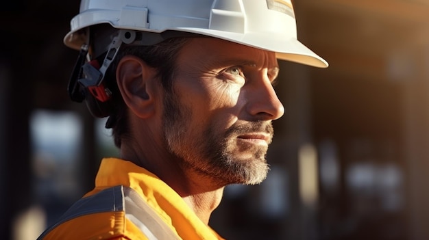 Un beau ingénieur civil portant son chapeau de protection