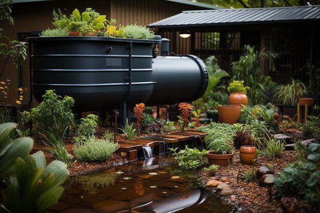 Beau jardin dans la cour de la maison