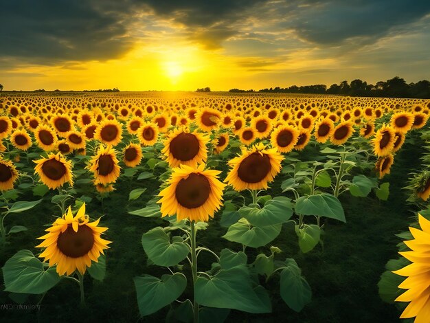 Beau jardin de tournesol avec une beauté naturelle