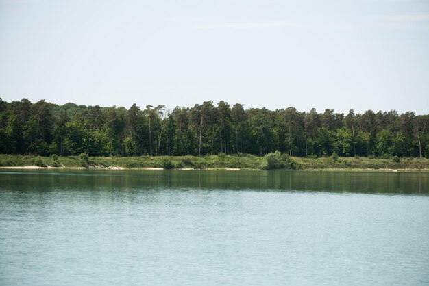 Beau lac et arbres sur le côté