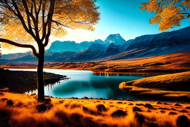 Beau lac de montagne Dans la forêt d'automne automne bonito arbres côté lac plage eau montagnes réflexion paysage HD Fond d'écran