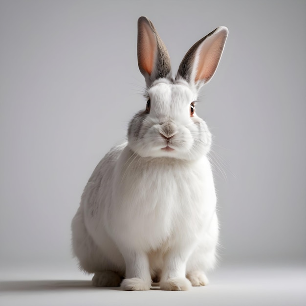 Un beau lapin avec des poils blancs sur tout le corps