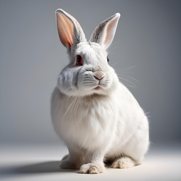 Un beau lapin avec des poils blancs sur tout le corps