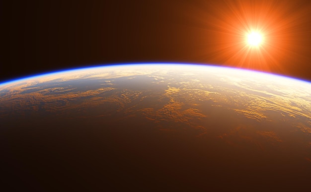 Beau lever de soleil sur la terre