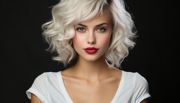 Un beau mannequin aux cheveux blonds et à l'origine ethnique caucasienne généré par l'intelligence artificielle