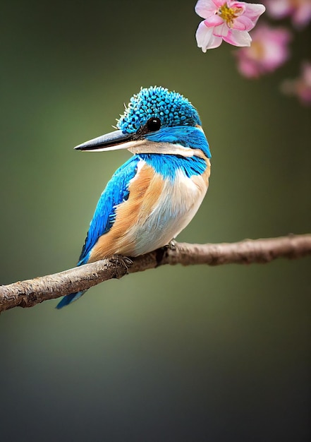 Photo beau martin-pêcheur bleu sur une illustration de branche