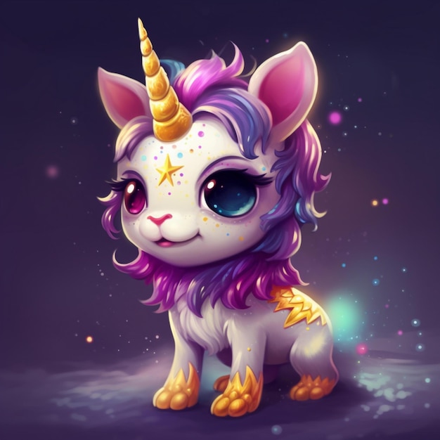 Beau et mignon bébé licorne