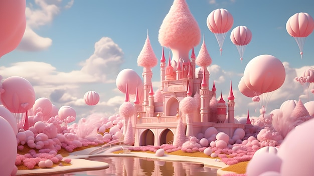 Beau et minimal fantasy sweet barbie world background dans un pays des merveilles de Candyland