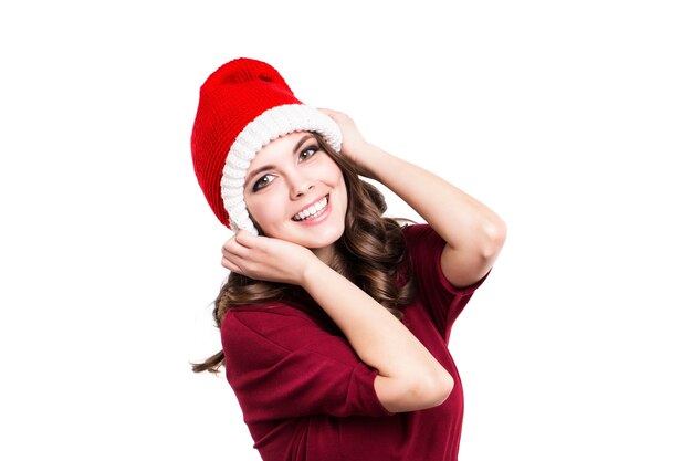 Photo beau modèle féminin porte bonnet de noel