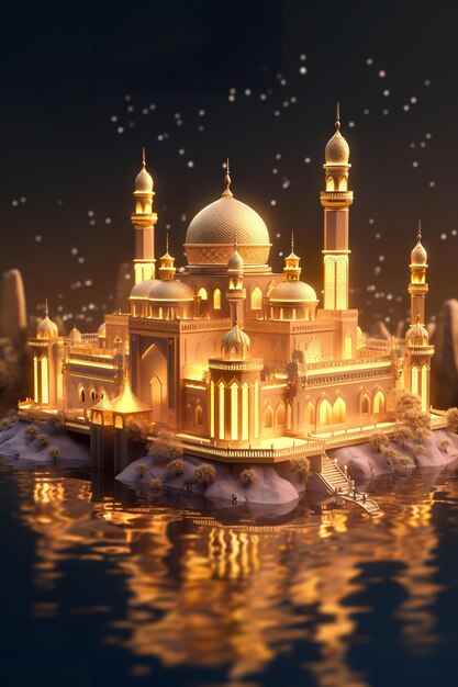 Beau modèle de mosquée 3D