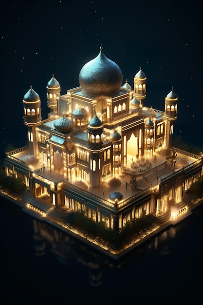 Beau modèle de mosquée 3D
