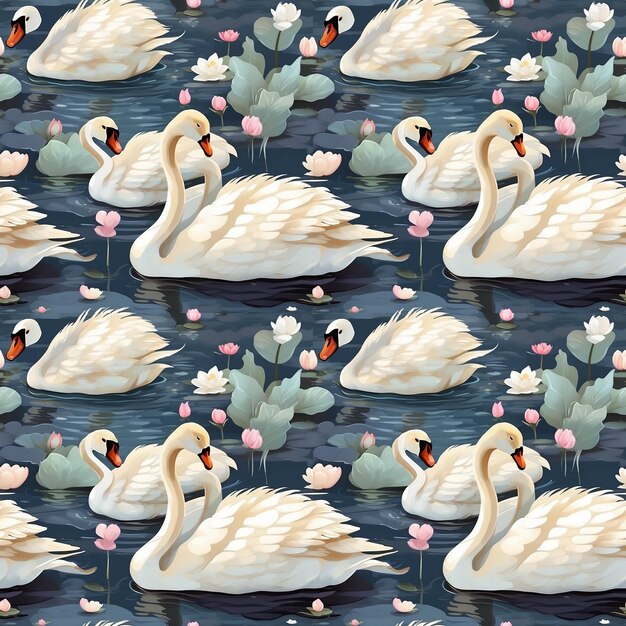 beau modèle sans couture de cygne modèle sans couture ai génératif