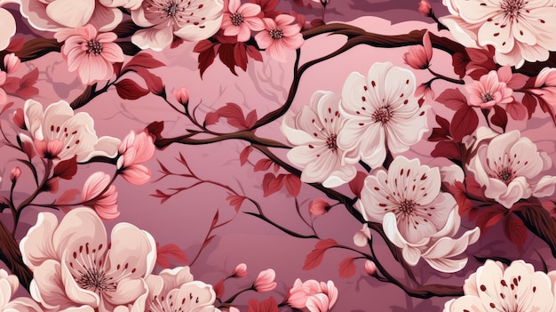 beau modèle sans couture de sakura rose