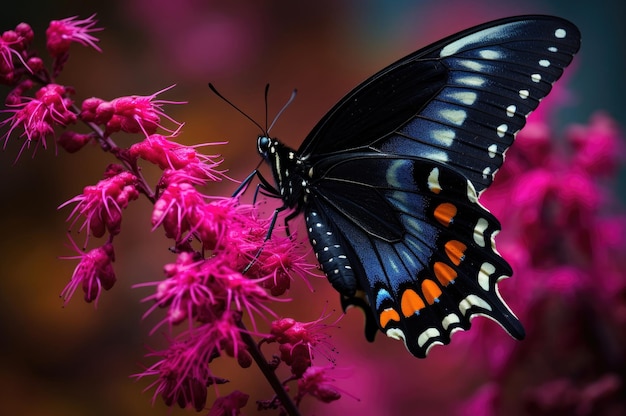 Beau monarque papillon noir