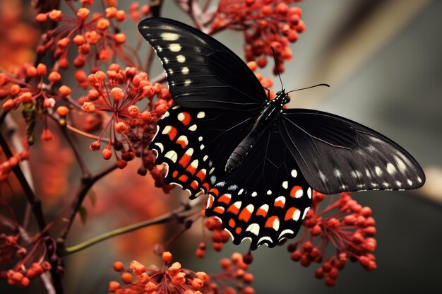 Beau monarque papillon noir