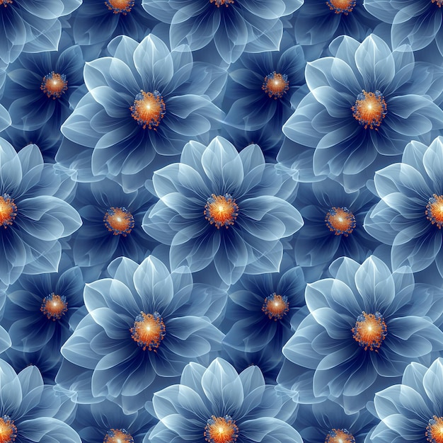 Beau motif floral sans couture dans le ton bleu