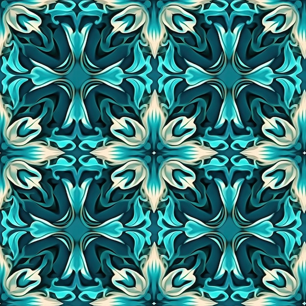 Beau motif vintage dominant de couleur turquoise sans couture élégant généré par l'IA