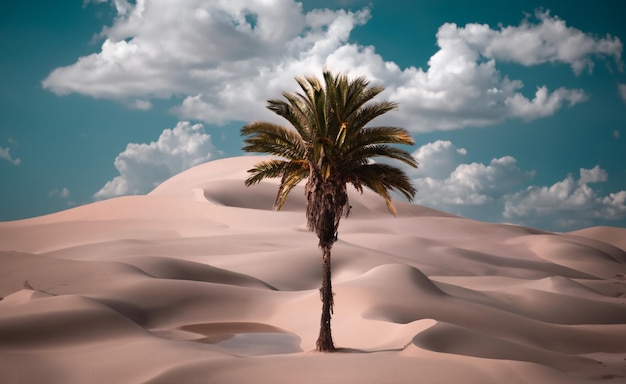 Un beau palmier dans le désert des Émirats Arabes Unis