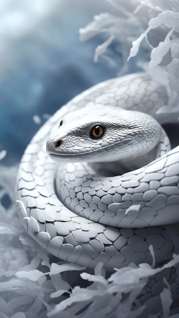 Un beau papier peint de serpent blanc hyperréaliste