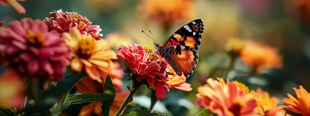 un beau papillon assis sur une nature de fleur