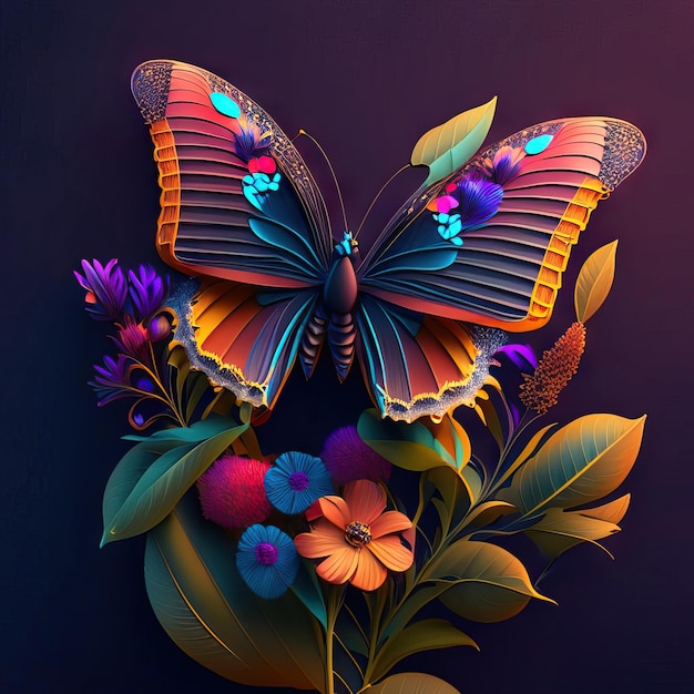 Beau papillon dans une illustration 3D