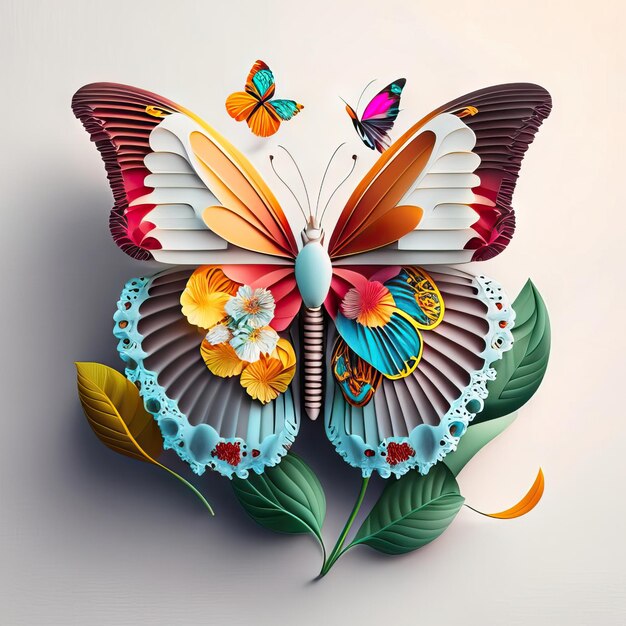 Photo beau papillon dans une illustration 3d