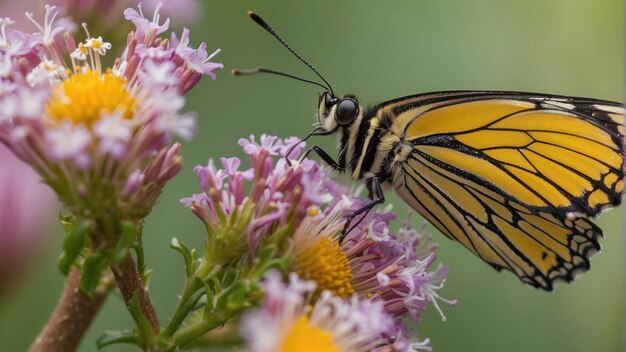 Beau papillon sur une fleur jaune vibrante