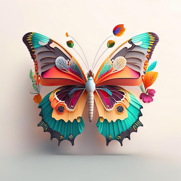 Photo beau papillon en illustration 3d