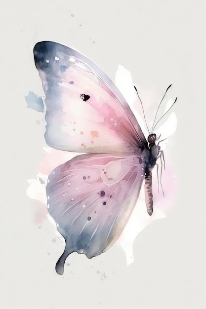 Beau papillon rose clair aquarelle papillon peinture aquarelle